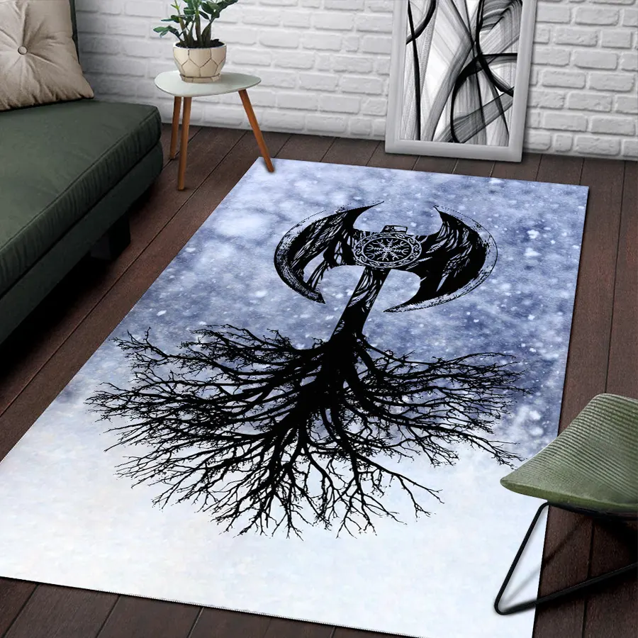 Viking Rug Axe Tree of Life Symbols