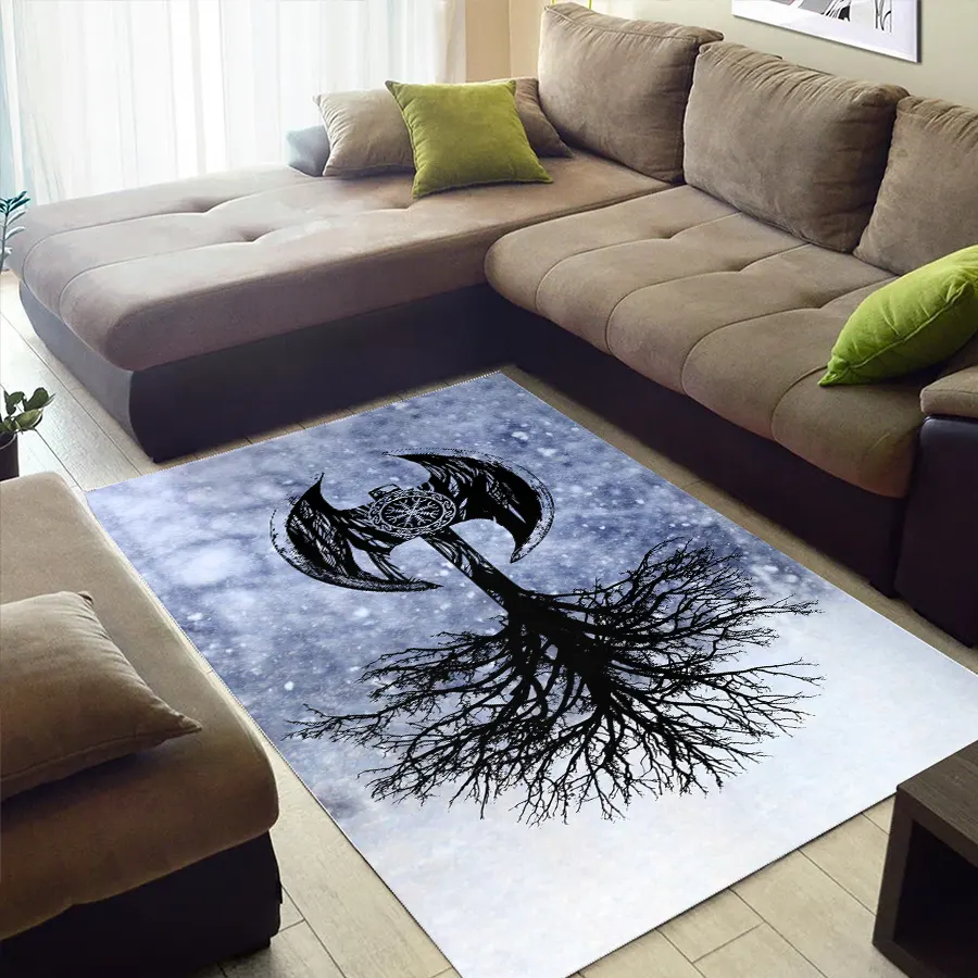 Viking Rug Axe Tree of Life Symbols