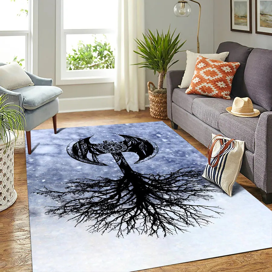 Viking Rug Axe Tree of Life Symbols