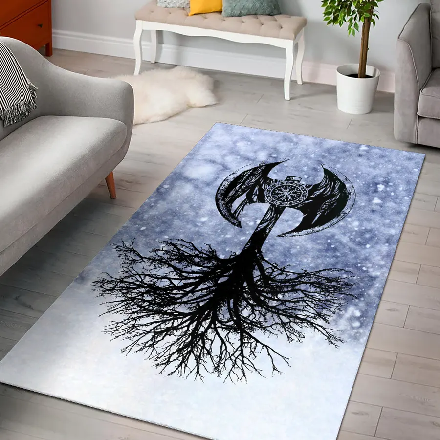 Viking Rug Axe Tree of Life Symbols