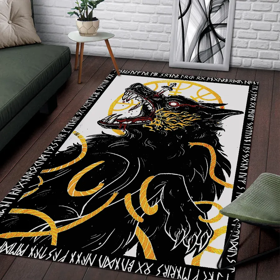 Viking Rug Fenrir Rune Art Norse Fury