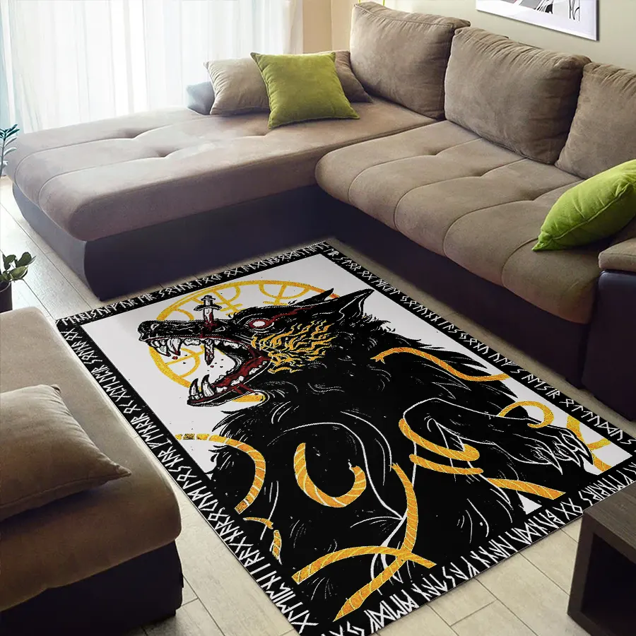 Viking Rug Fenrir Rune Art Norse Fury