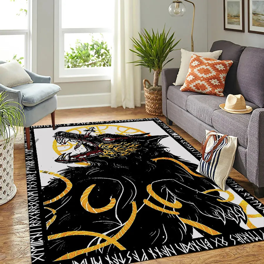 Viking Rug Fenrir Rune Art Norse Fury