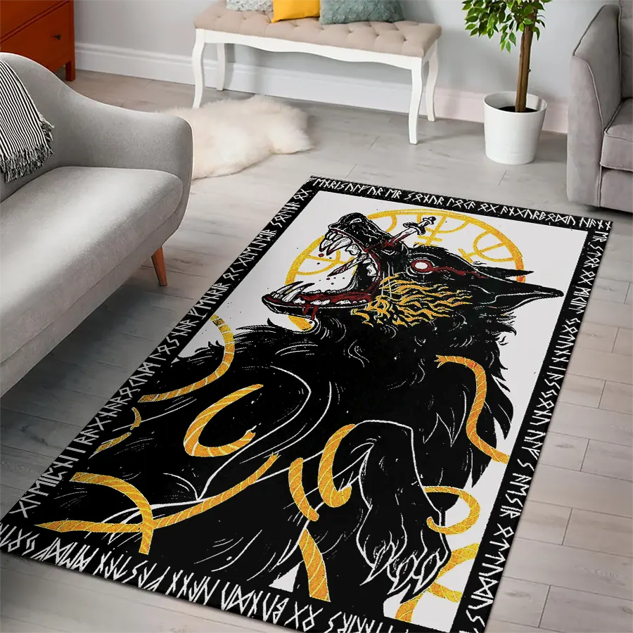 Viking Rug Fenrir Rune Art Norse Fury