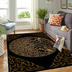 Viking Rug Gold Celtic Tree of Life with Norse Raven