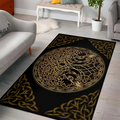 Viking Rug Gold Celtic Tree of Life with Norse Raven