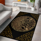 Viking Rug Gold Celtic Tree of Life with Norse Raven