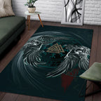 Viking Rug Munin and Hugin with Valknut Art