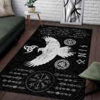 Viking Rug Norse Raven with Viking Symbol
