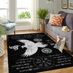 Viking Rug Norse Raven with Viking Symbol