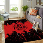 Viking Rug Norse Wolf with Triple Horn Symbol
