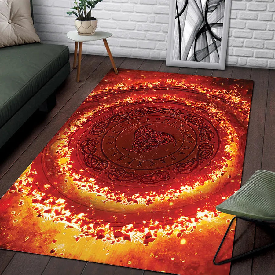 Viking Rug Odin's Triple Horn Norse Legacy