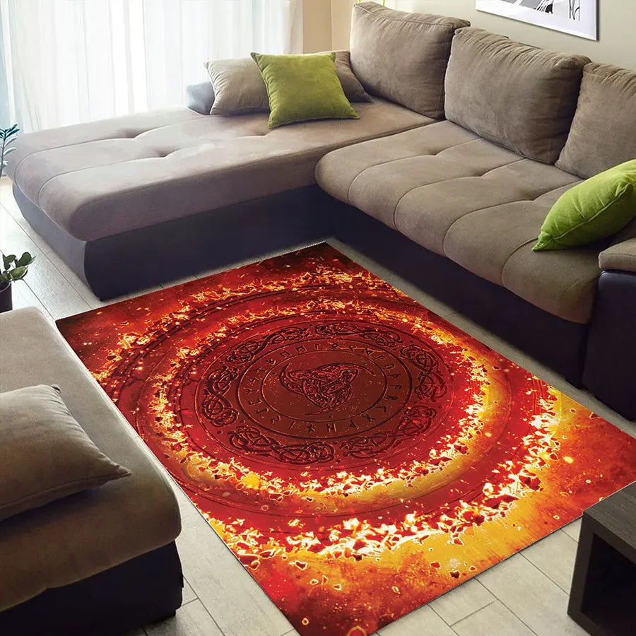 Viking Rug Odin's Triple Horn Norse Legacy