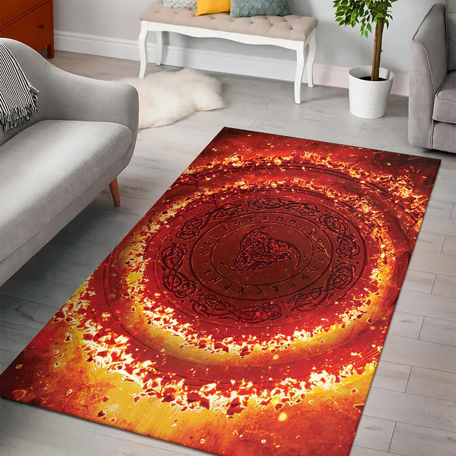 Viking Rug Odin's Triple Horn Norse Legacy
