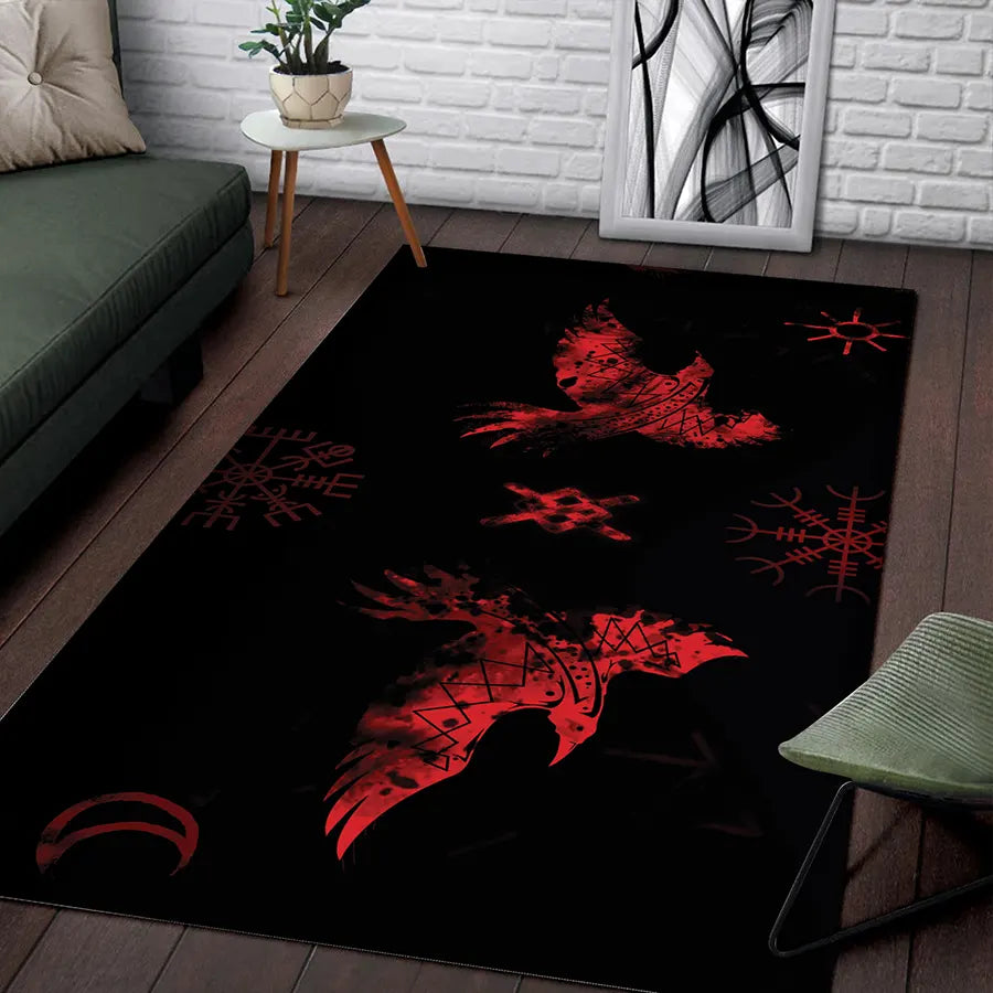Viking Rug Viking Raven Symbol Norse Legacy