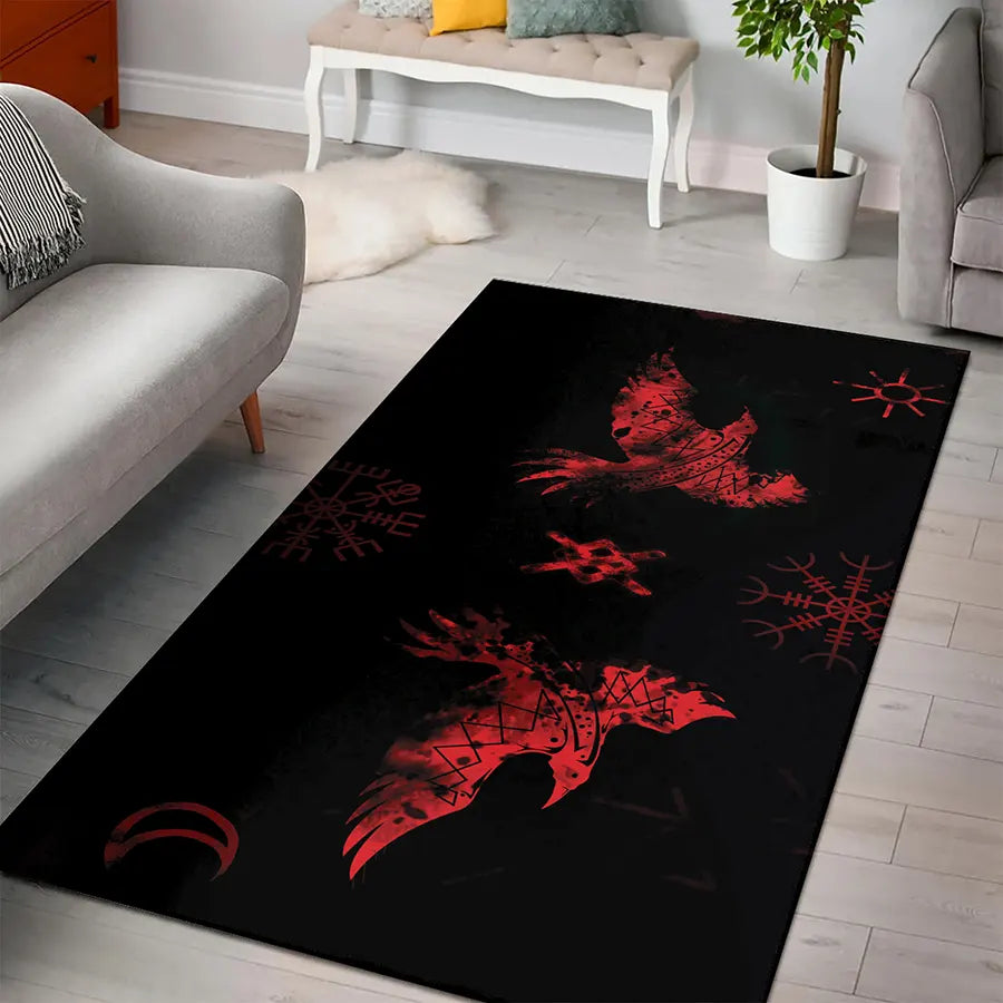 Viking Rug Viking Raven Symbol Norse Legacy