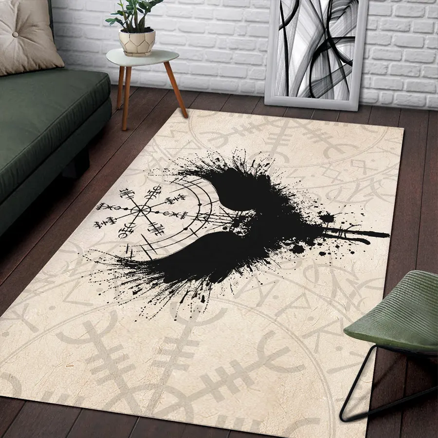 Viking Rug Viking Raven with Norse Compass