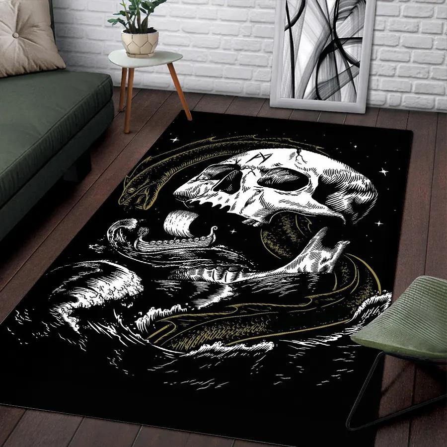 Viking Rug Viking Skull Jormungandr Drawing