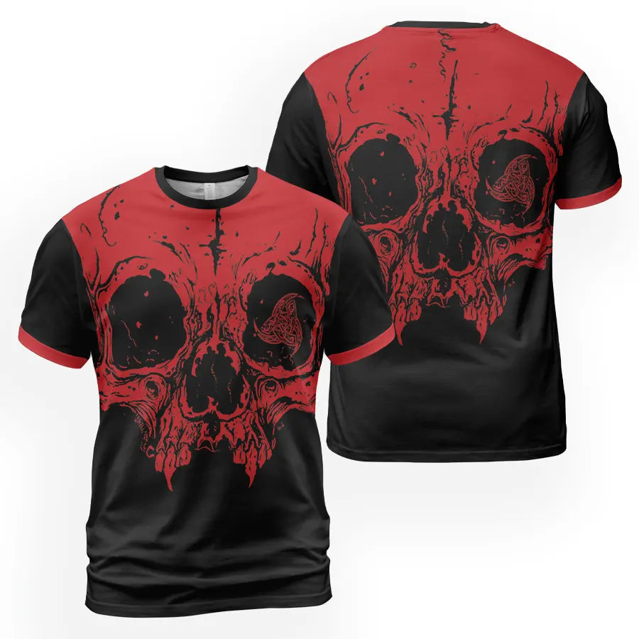 Viking Shirt Odins Triple Horn with Viking Skull Art