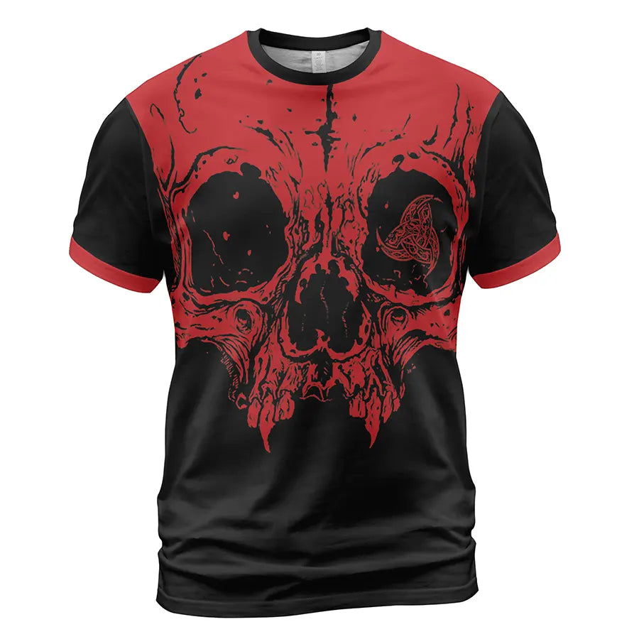 Viking Shirt Odins Triple Horn with Viking Skull Art