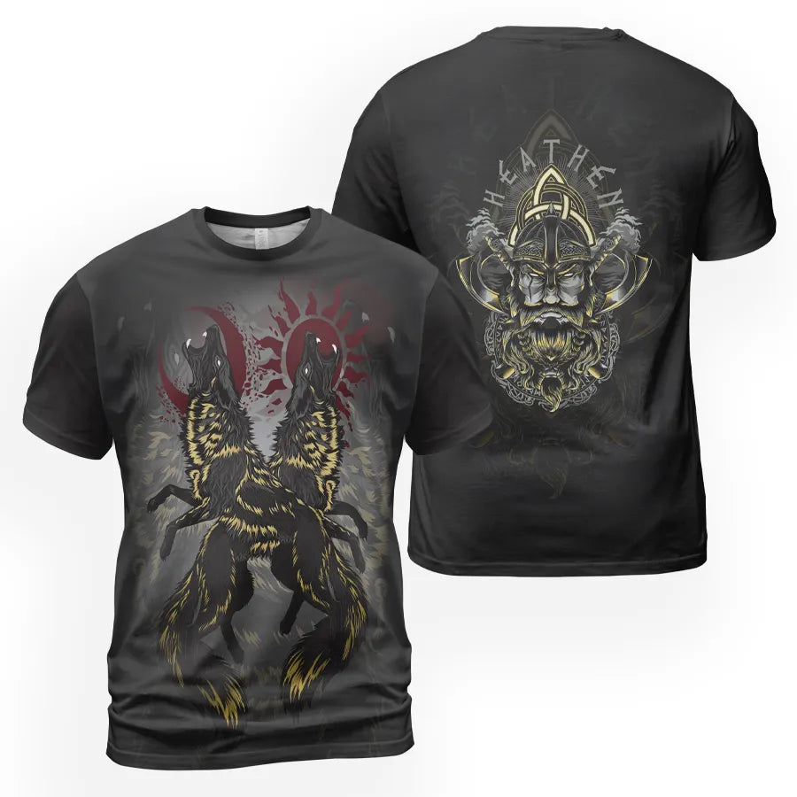 Viking Shirts Hati and Skoll Heathen Legend