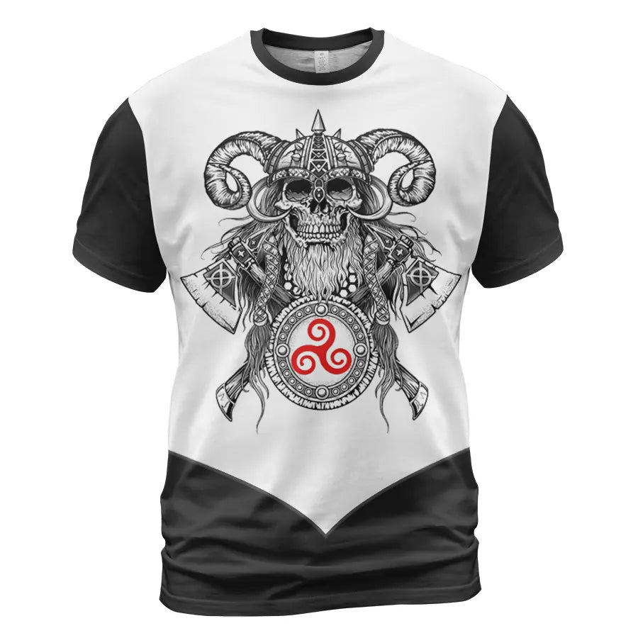Viking T-Shirt Bearded Viking Skull Warrior Spirit