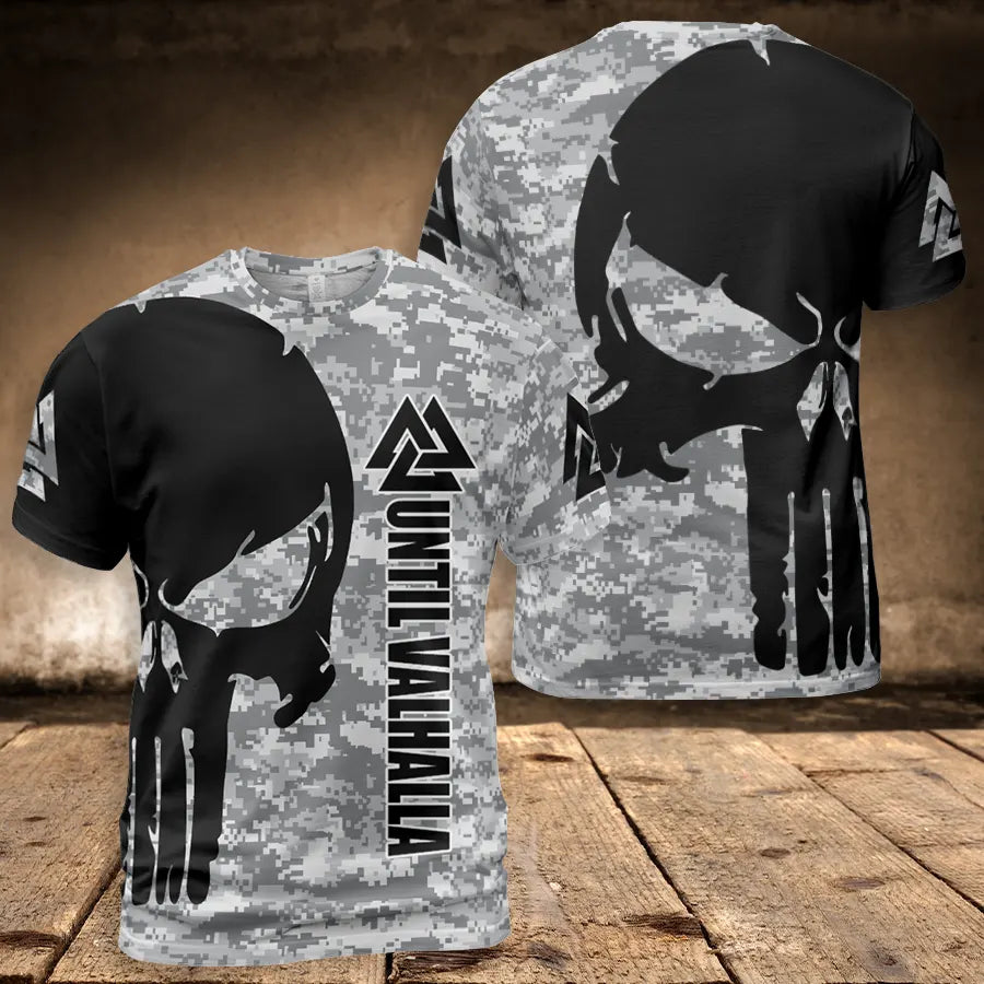 Viking T-Shirt Camo Skull Until Valhalla