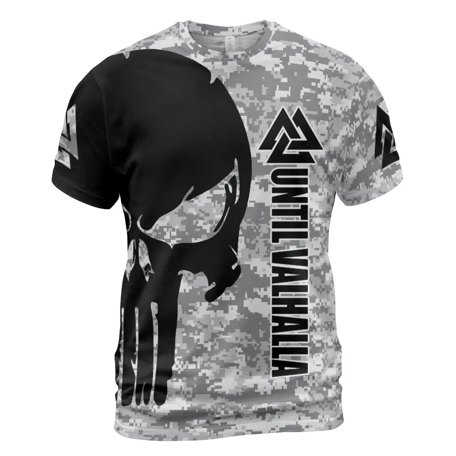 Viking T-Shirt Camo Skull Until Valhalla