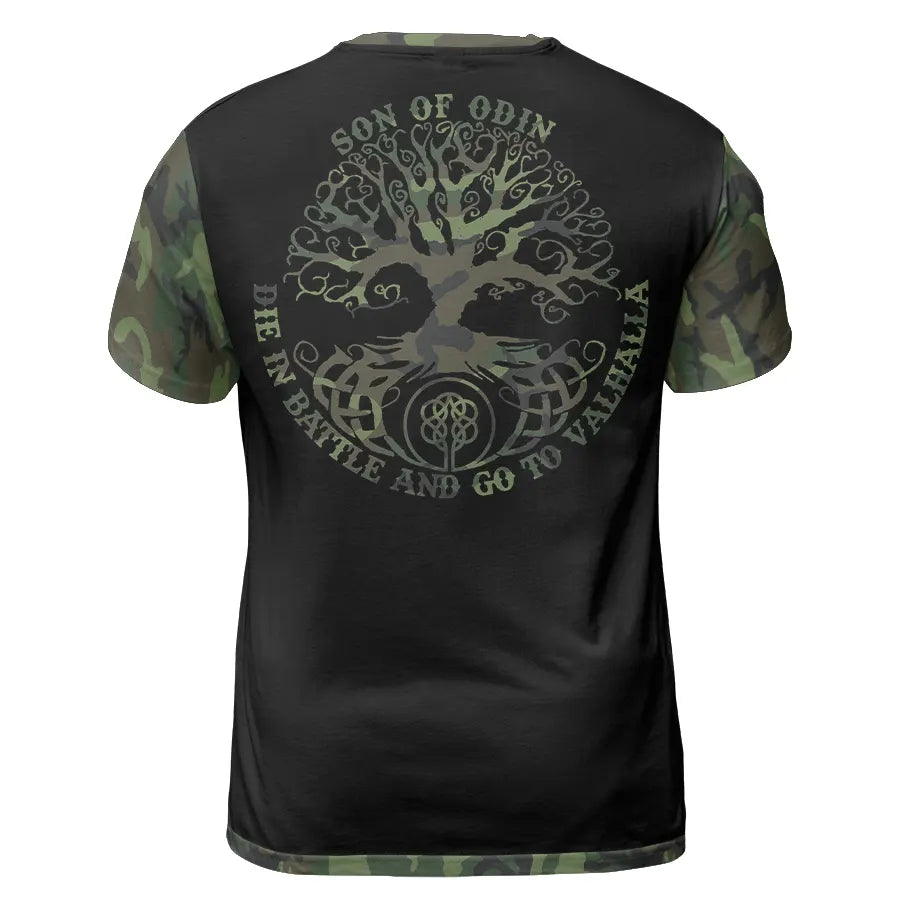 Viking T-Shirt Camo Skull Valknut Art