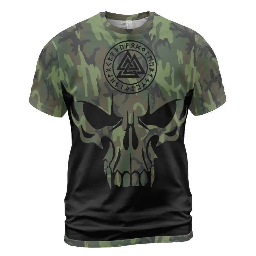 Viking T-Shirt Camo Skull Valknut Art