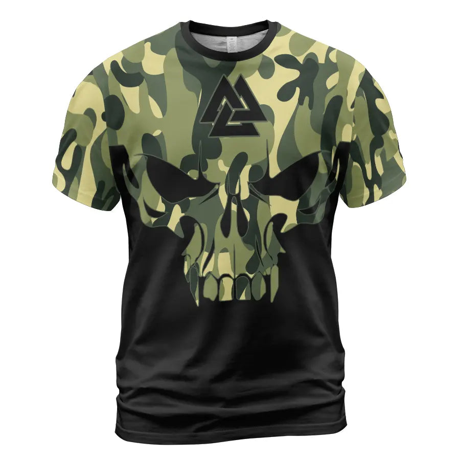 Viking T-Shirt Camouflage Skull Valknut Symbol