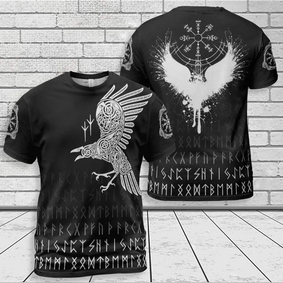 Viking T-Shirt Celtic Raven Rune Design