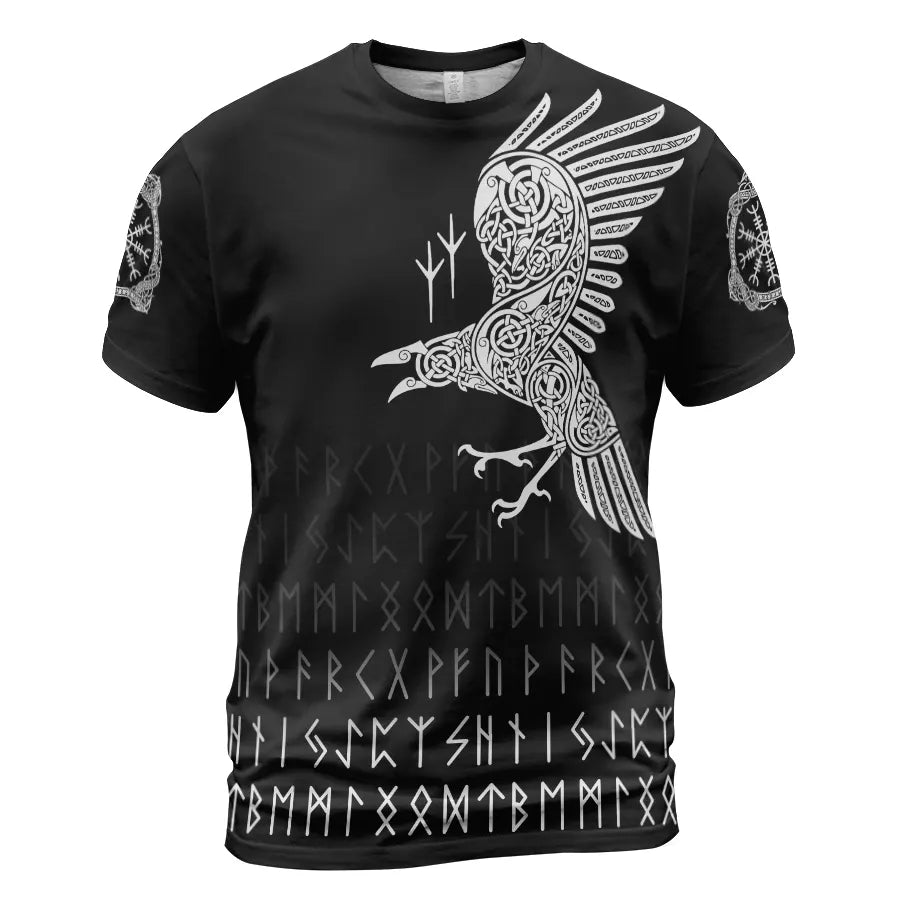 Viking T-Shirt Celtic Raven Rune Design