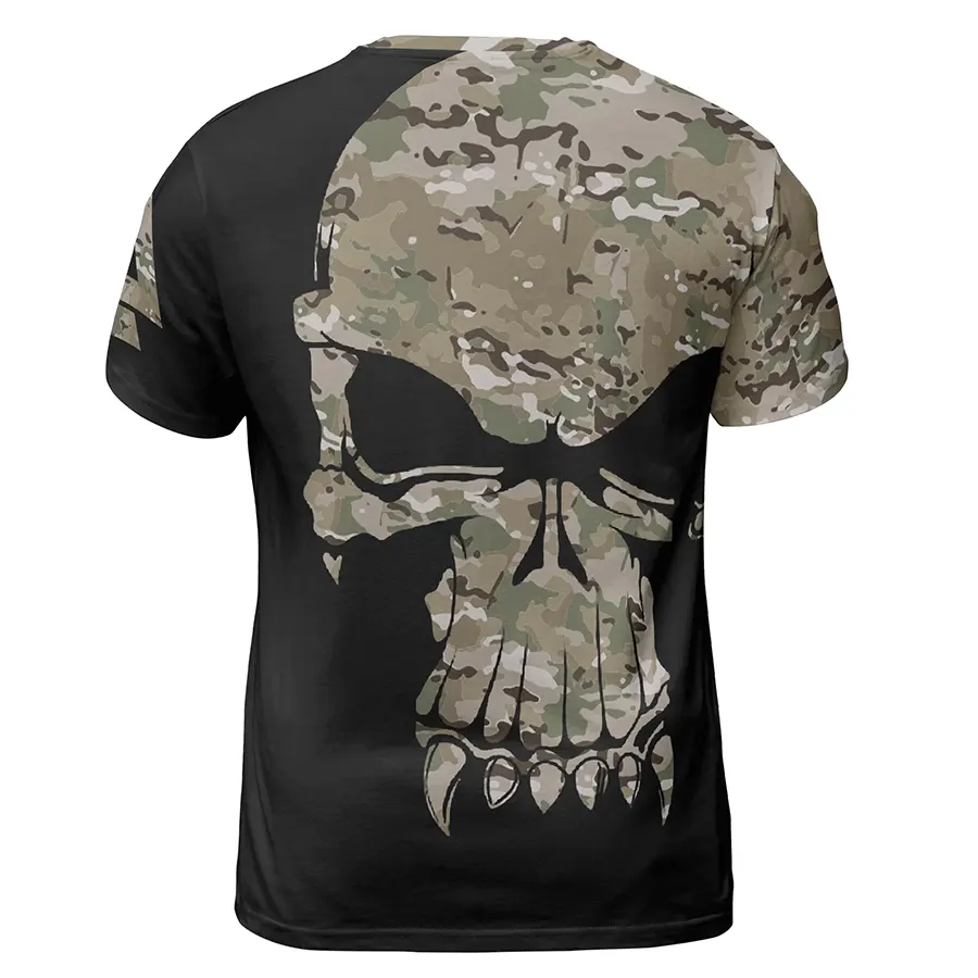 Viking T-Shirt Evil Viking Skull Drawing Camouflage Pattern