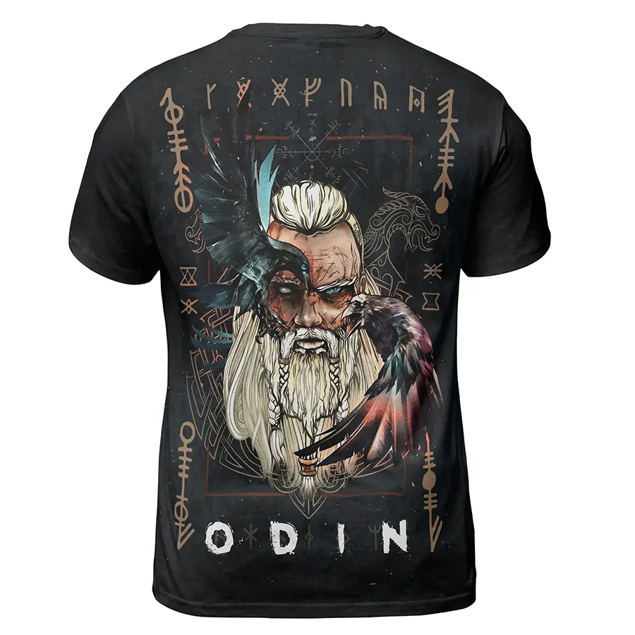Viking T-Shirt Fenrir Artwork and Odin Norse Legend