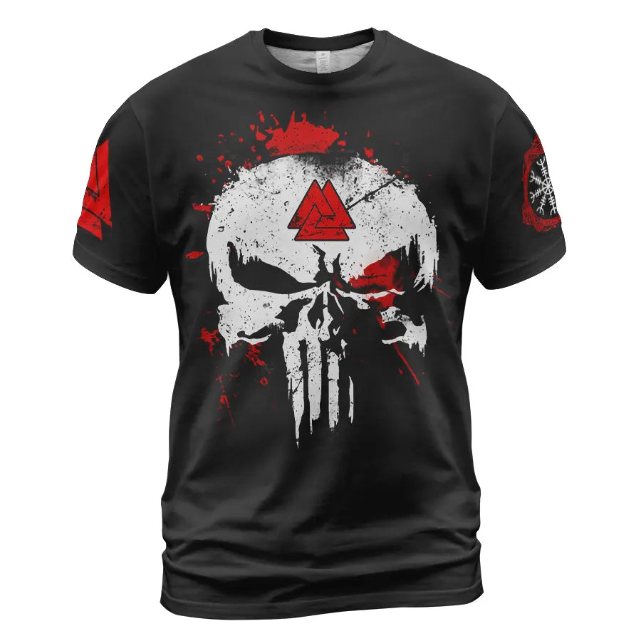 Viking T-Shirt I Am the Storm Valknut Skull Design