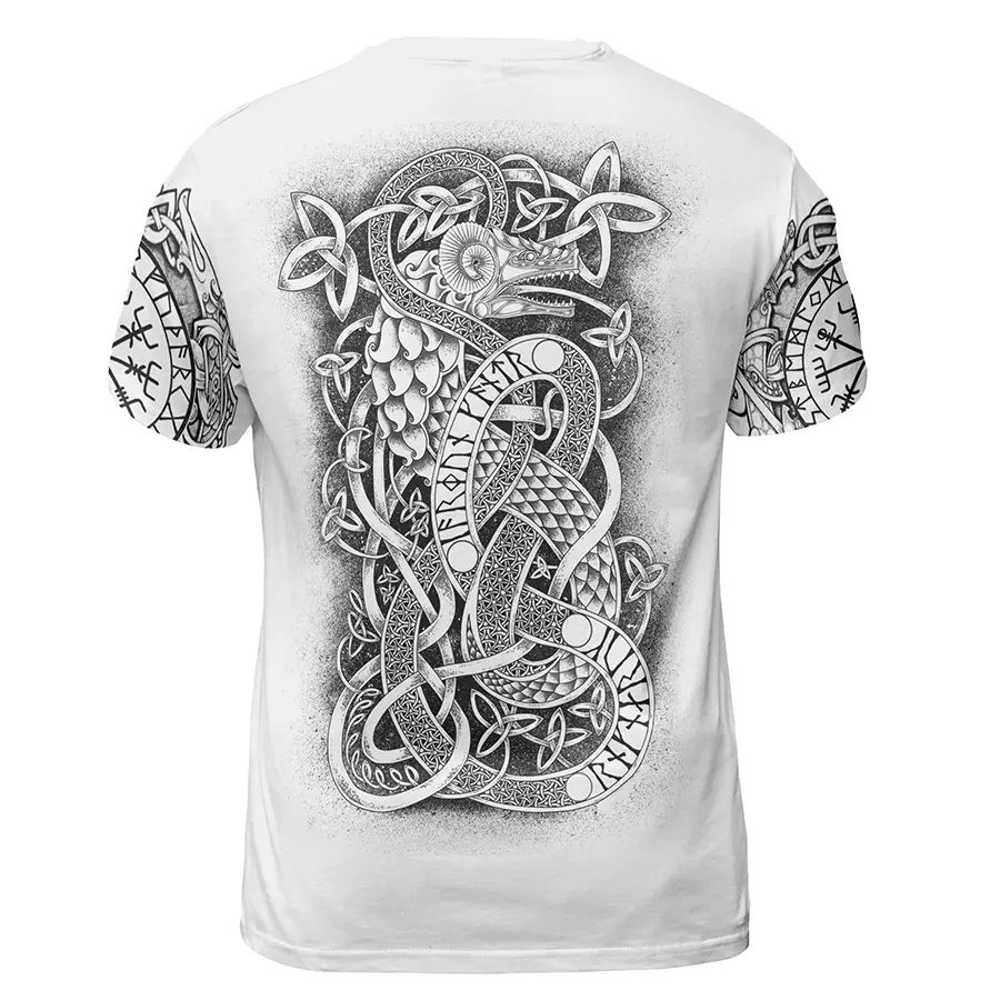 Viking T-Shirt Jormungandr Drawing Norse Chaos