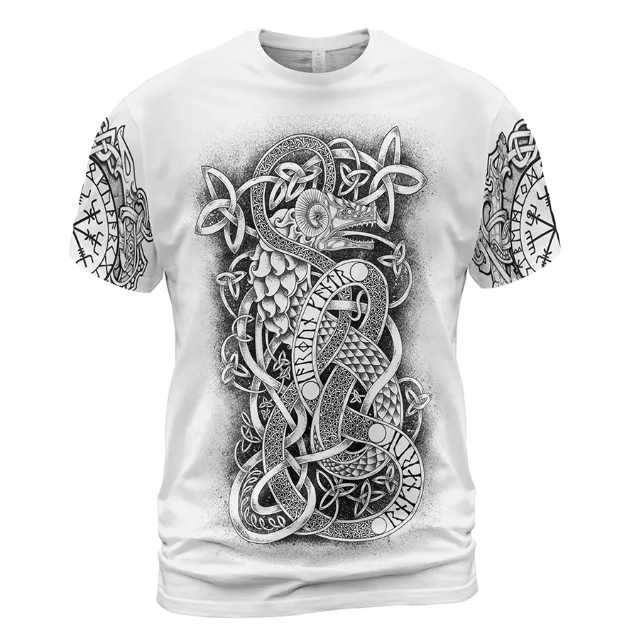 Viking T-Shirt Jormungandr Drawing Norse Chaos