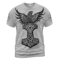 Viking T-Shirt Norse Raven Art with Hammer of Thor