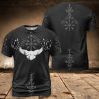 Viking T-Shirt Norse Raven Vegvisir Symbol Design