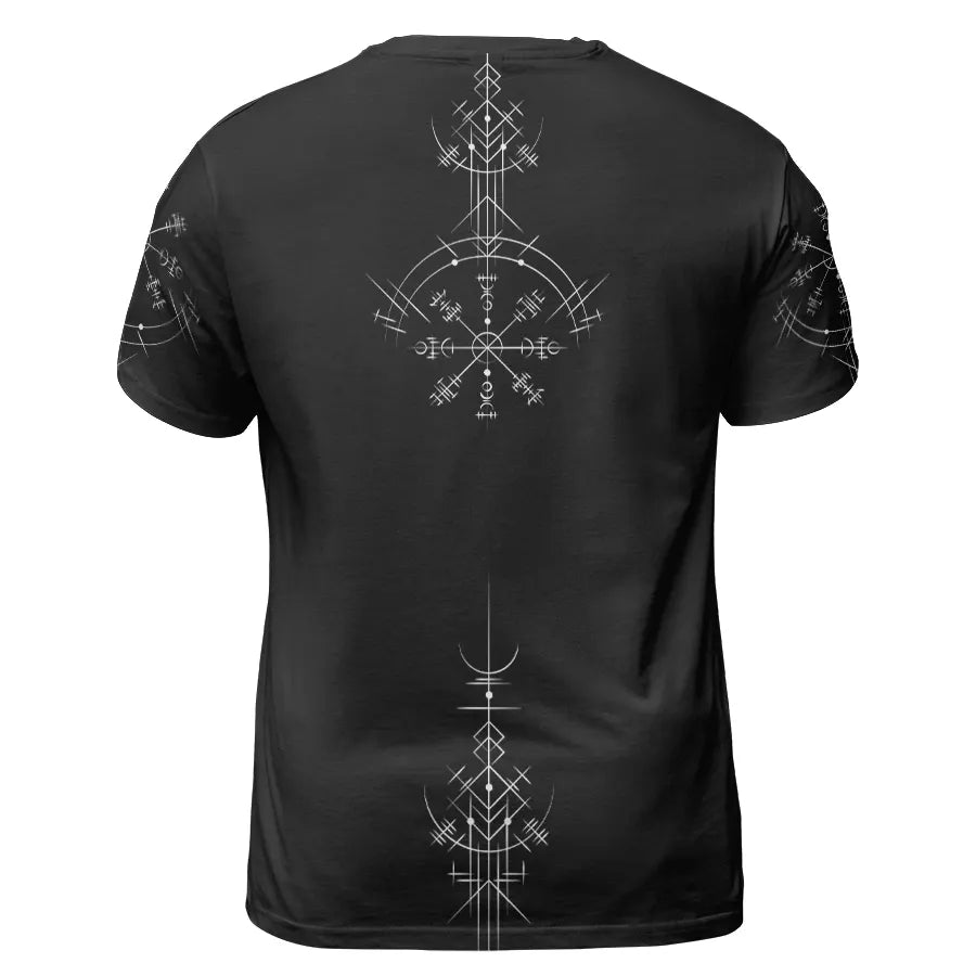 Viking T-Shirt Norse Raven Vegvisir Symbol Design