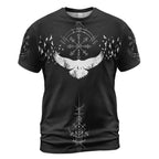 Viking T-Shirt Norse Raven Vegvisir Symbol Design