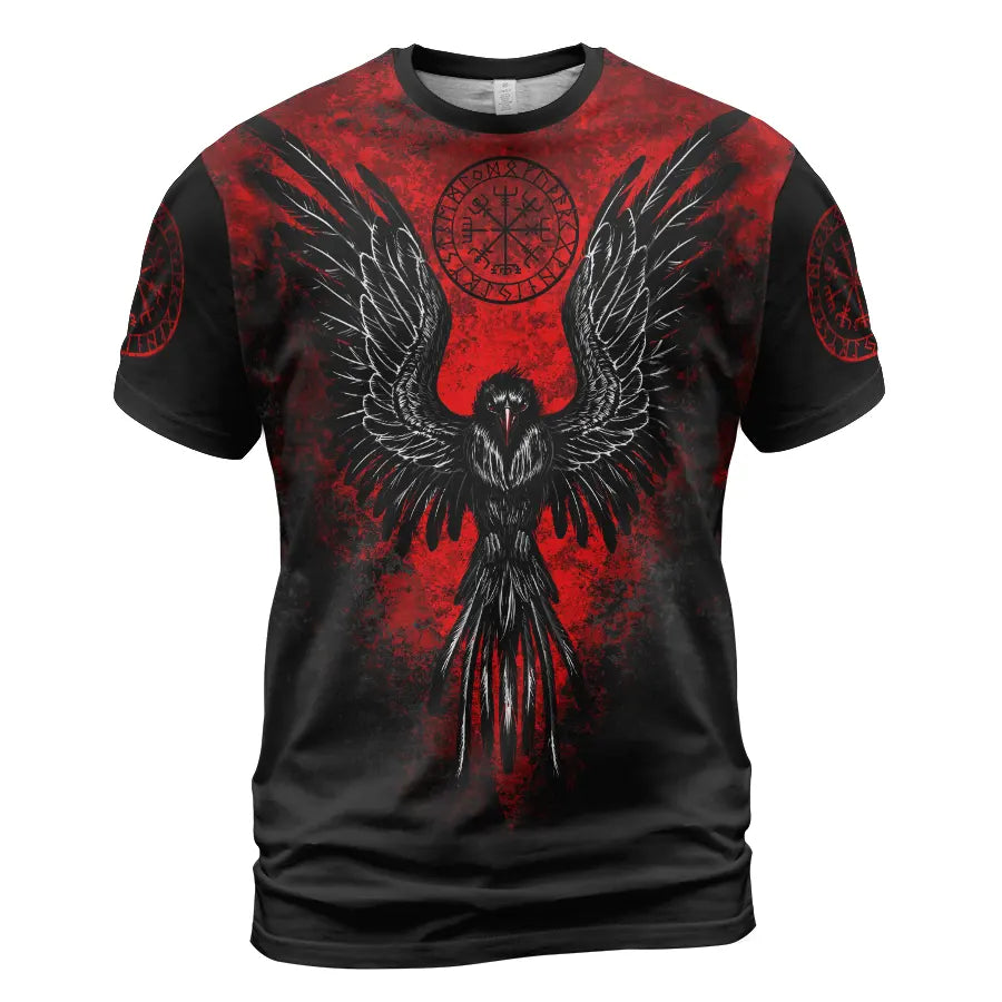 Viking T-Shirt Norse Raven Vegvisir Warrior Legacy