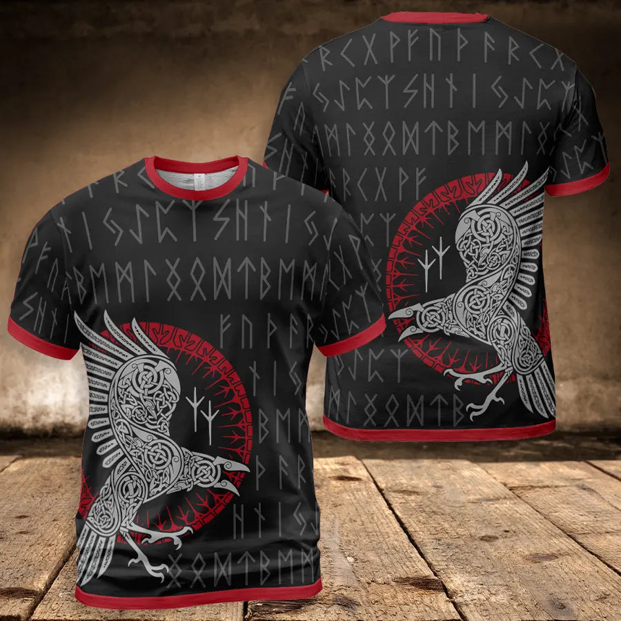 Viking T-Shirt Norse Raven Warrior Viking Runes