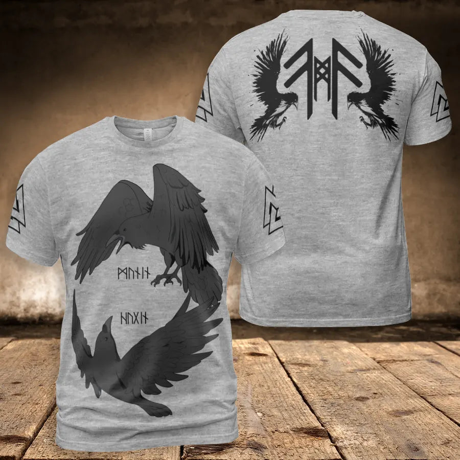 Viking T-Shirt Norse Ravens Munin and Hugin