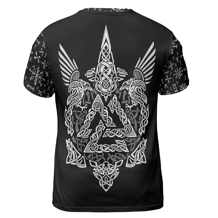 Viking T-Shirt Norse Wolf Design with Mjolnir Art