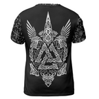 Viking T-Shirt Norse Wolf Design with Mjolnir Art