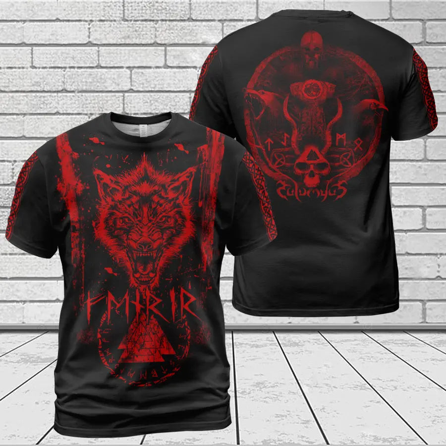 Viking T-Shirt Norse Wolf Fenrir Art Legend
