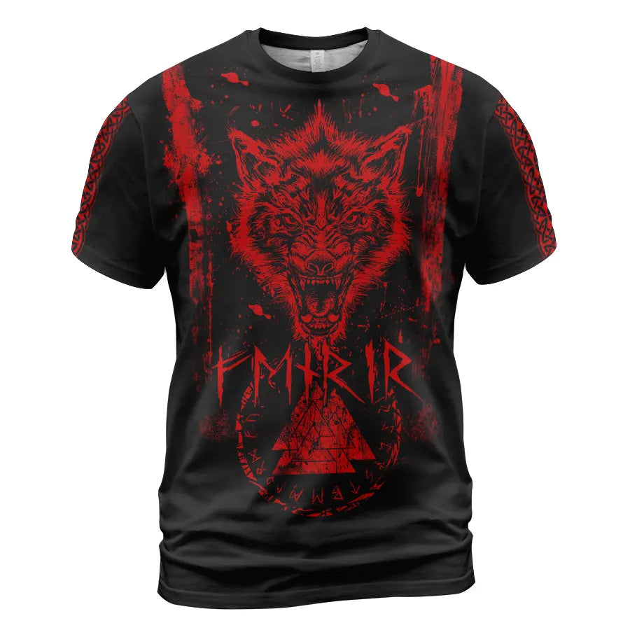 Viking T-Shirt Norse Wolf Fenrir Art Legend