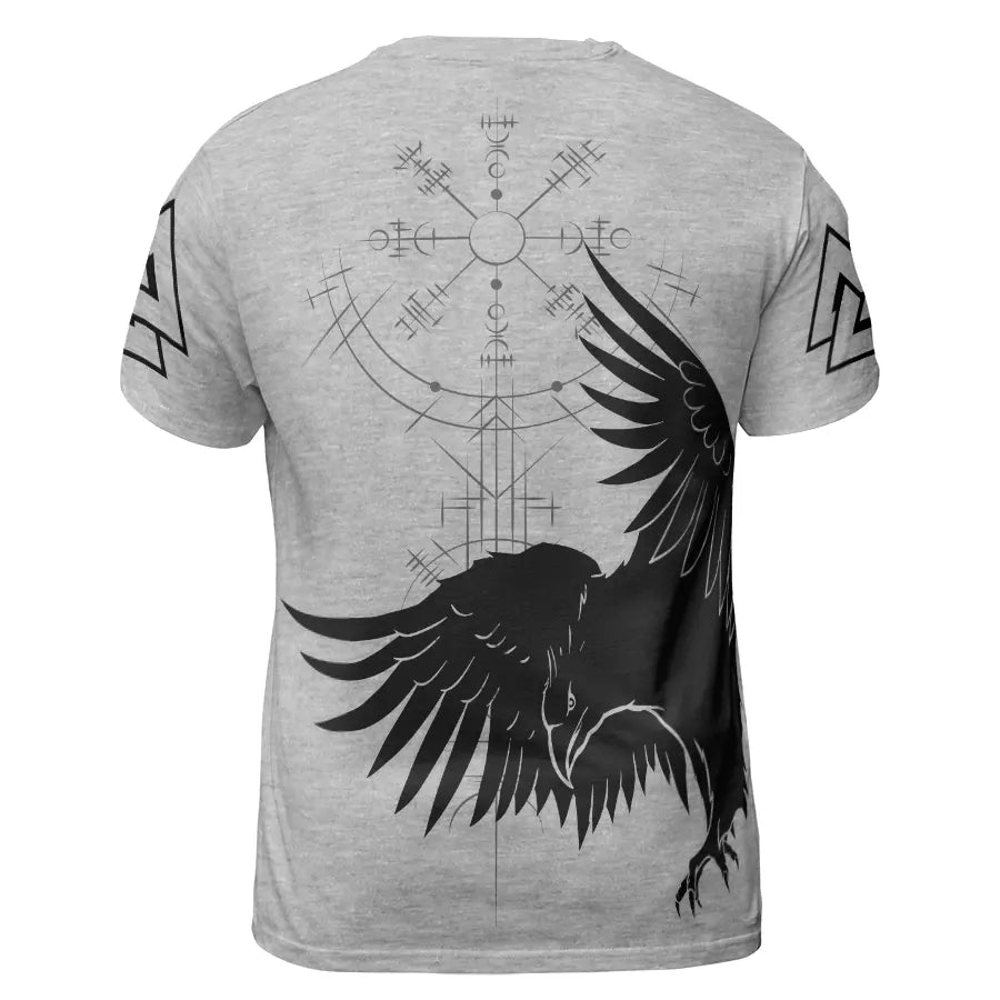 Viking T-Shirt Odin's Triple Horn Norse Raven Design